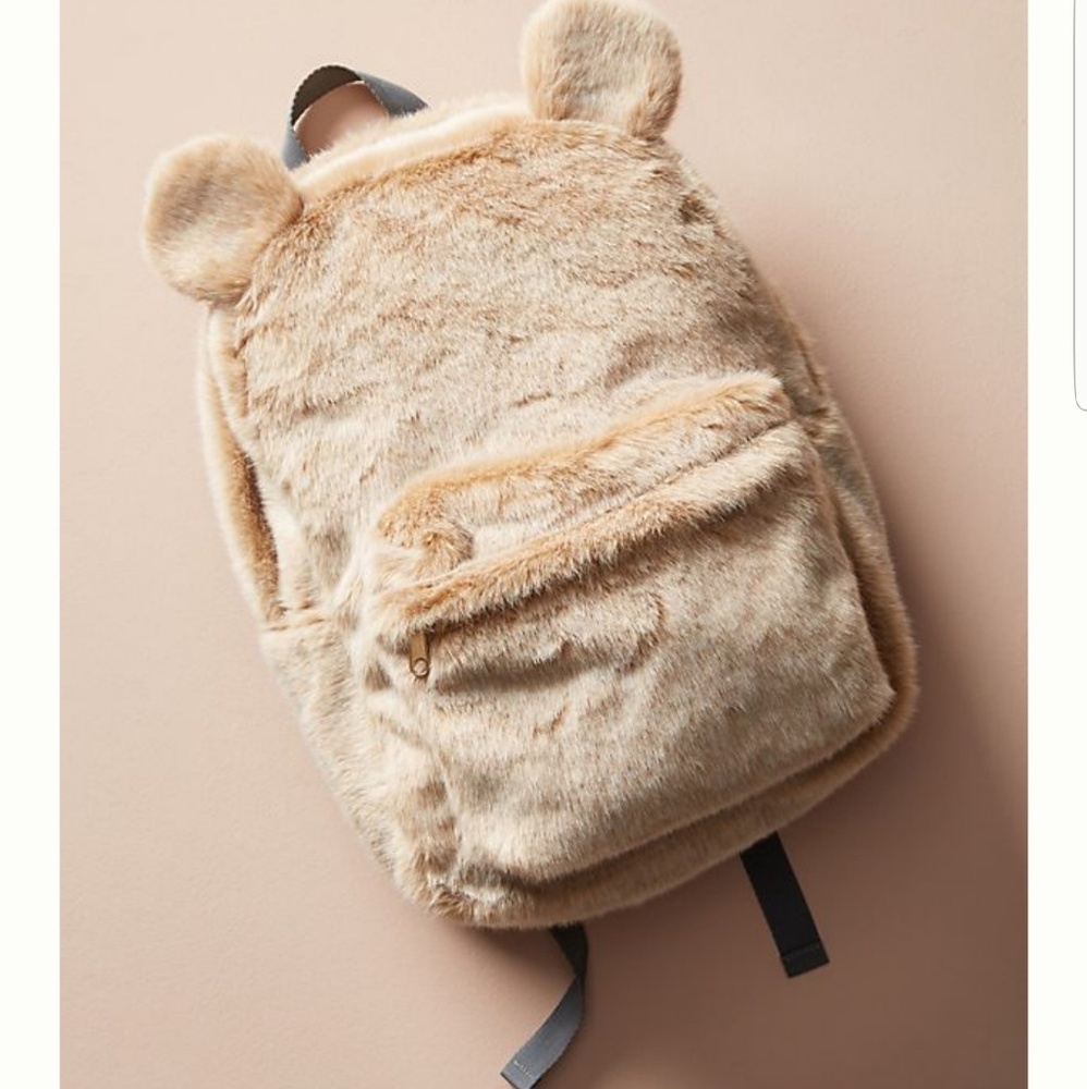 Anthropologie fuzzy bear backpack